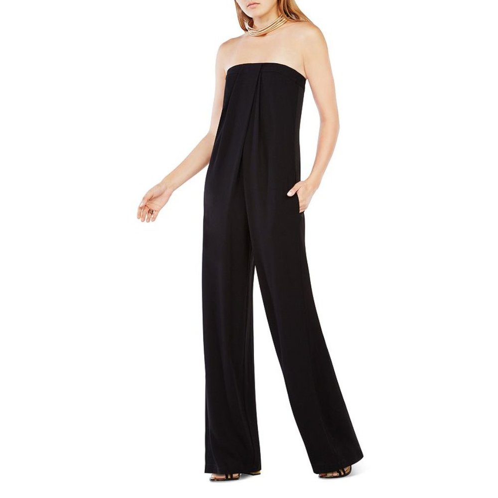 BCBGMaxAzria Edison Strapless Jumpsuit - Black - Size SMALL